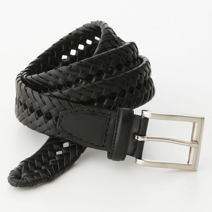 Men's Croft & Barrow&reg; Handlaced Basket Weave Braided Belt, Size: 44, Black