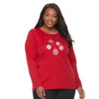 Plus Size Croft & Barrow&reg; Holiday Tee, Women's, Size: 1xl, Med Red