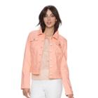 Women's Elle&trade; Ruffle Jean Jacket, Size: Small, Lt Orange
