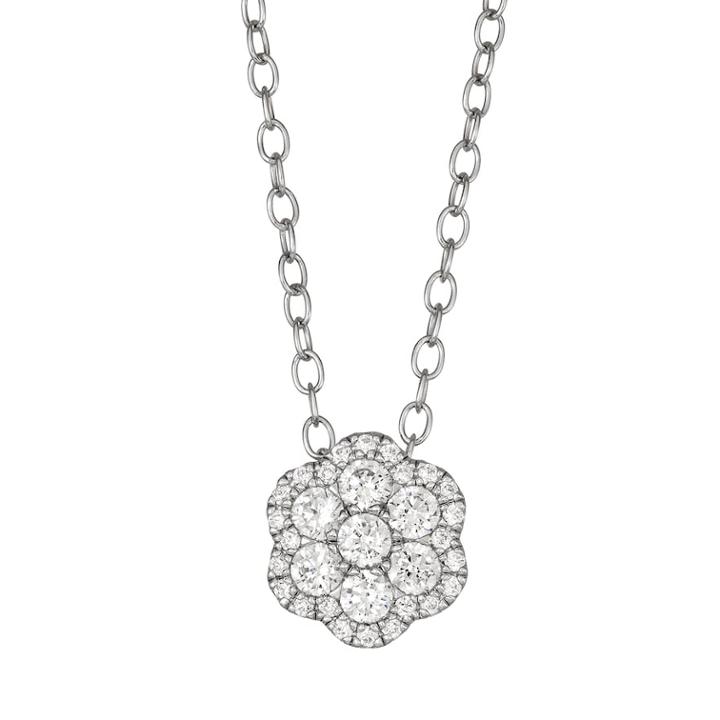 10k White Gold 1/3 Carat T.w. Diamond Flower Pendant Necklace, Women's, Size: 18