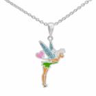 Disney Fairies Tinker Bell Silver-plated Crystal Pendant, Girl's, Green