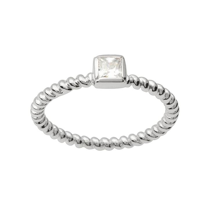 Journee Collection Cubic Zirconia Sterling Silver Twist Ring, Women's, Size: 5, Grey