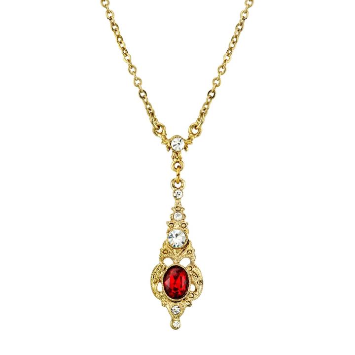 Downtown Abbey Simulated Crystal Y Necklace, Women's, Size: 16, Red