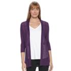 Women's Croft & Barrow&reg; Open Front Cardigan, Size: Medium, Purple