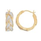 18k Gold Over Silver Glitter Braided Hoop Earrings, Women's