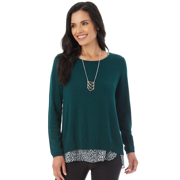 Women's Apt. 9&reg; Button Back Sweater, Size: Small, Forest Texture