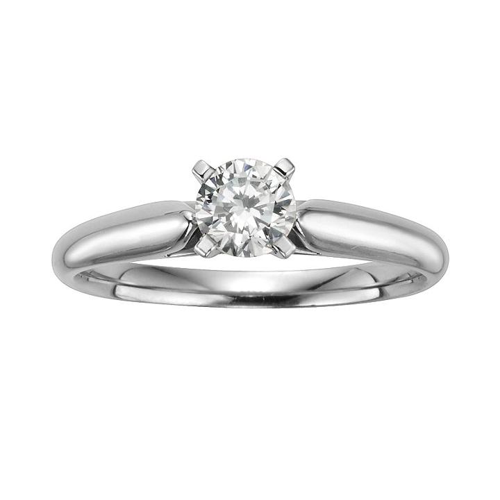 Round-cut Igl Certified Diamond Solitaire Engagement Ring In 14k White Gold (1/2 Ct. T.w.), Women's, Size: 6