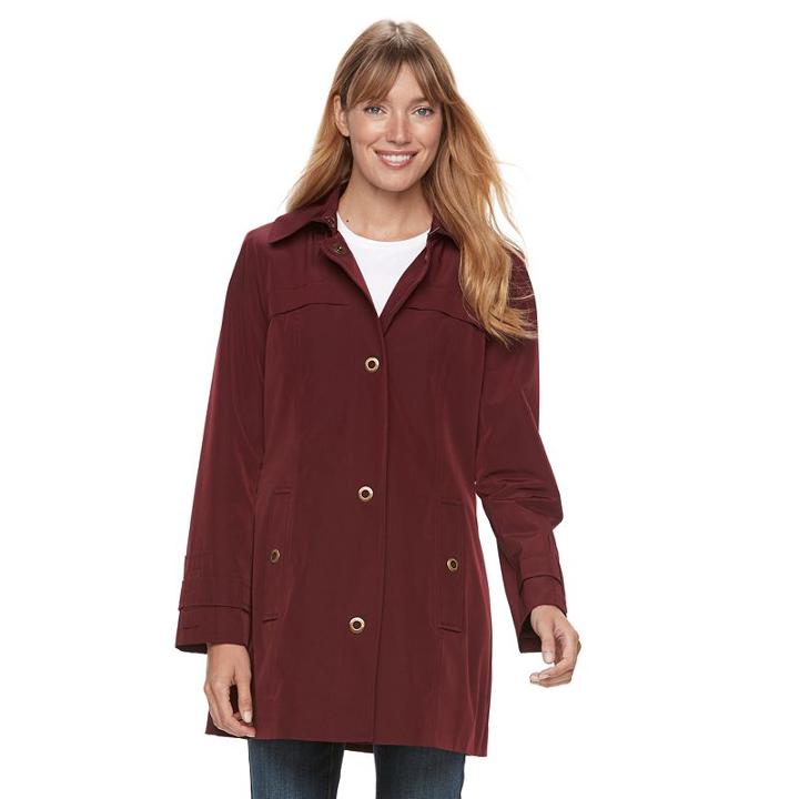 Women's Tower By London Fog Grommet Raincoat, Size: Small, Dark Red