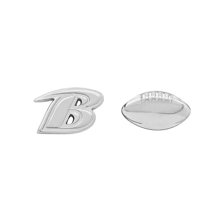 Baltimore Ravens Team Logo & Football Mismatch Stud Earrings, Women's, Silver