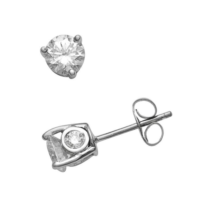 14k White Gold 1-ct. T.w. Round-cut Diamond Solitaire Stud Earrings, Women's