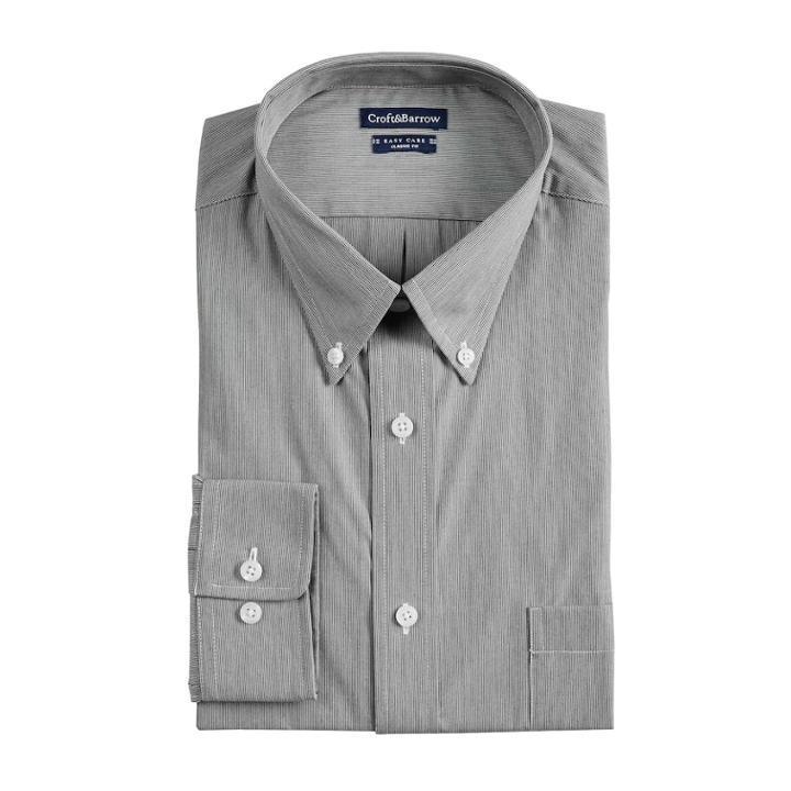 Men's Croft & Barrow&reg; Classic-fit Easy Care Button-down Collar Dress Shirt, Size: 17-34/35, Black