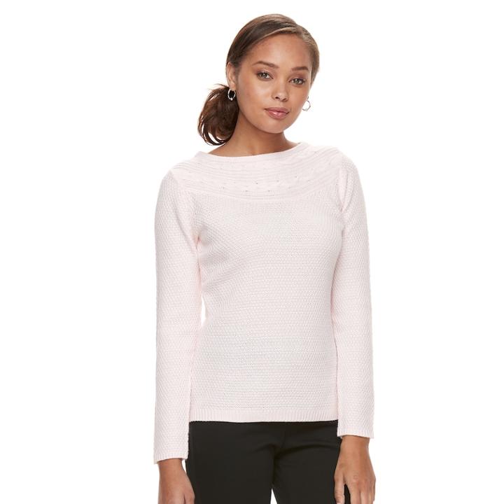 Petite Croft & Barrow Cable Trim Sweater, Women's, Size: Xs Petite, Brt Pink