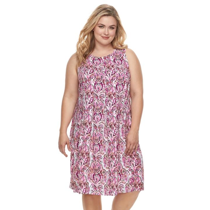 Plus Size Croft & Barrow&reg; Pleat Sleeveless Dress, Women's, Size: 2xl, Med Pink