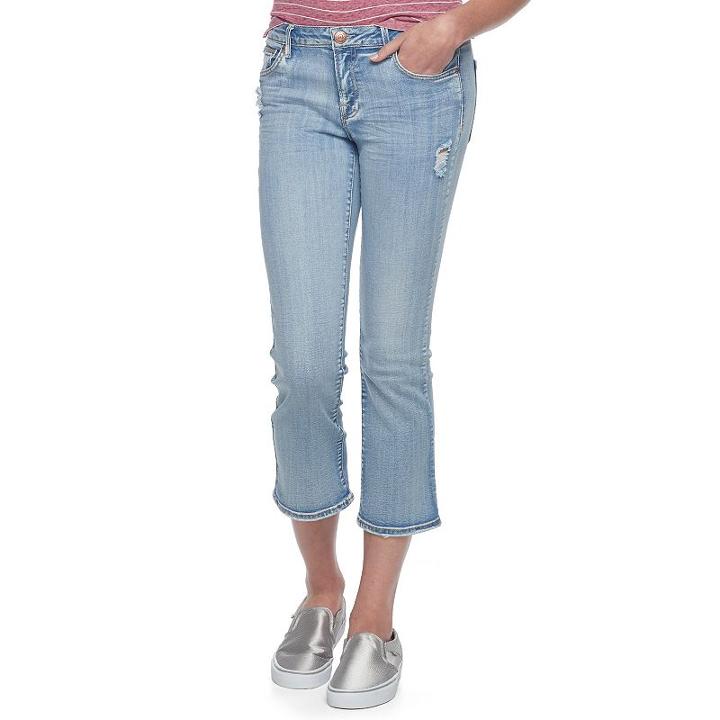Juniors' Almost Famous Ripped Kick Crop Jeans, Teens, Size: 13, White Oth