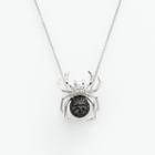 Sterling Silver 1/10-ct. T.w. Black And White Diamond Spider Pendant, Women's
