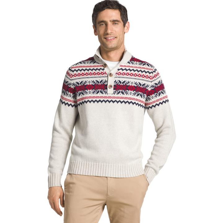 Men's Izod Regular-fit Fairisle Mockneck Sweater, Size: Xl, Light Grey