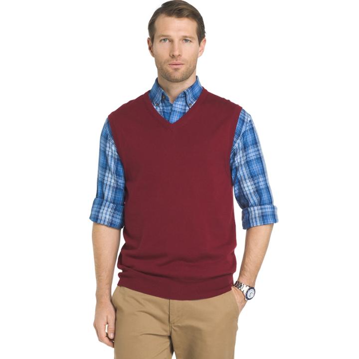 Big & Tall Izod Regular-fit Wool-blend V-neck Sweater Vest, Men's, Size: L Tall, Brt Red