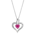 Sterling Silver Lab-created Sapphire Heart Pendant Necklace, Women's, Size: 18