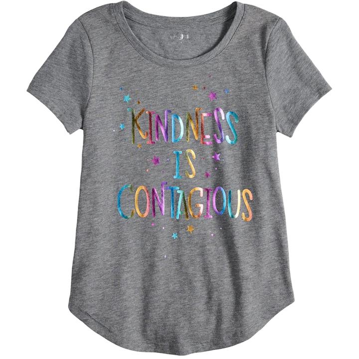 Girls 7-16 & Plus Size So&reg; Curve Hem Shiny Graphic Tee, Size: 12 1/2, Med Grey