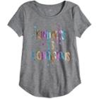 Girls 7-16 & Plus Size So&reg; Curve Hem Shiny Graphic Tee, Size: 12 1/2, Med Grey