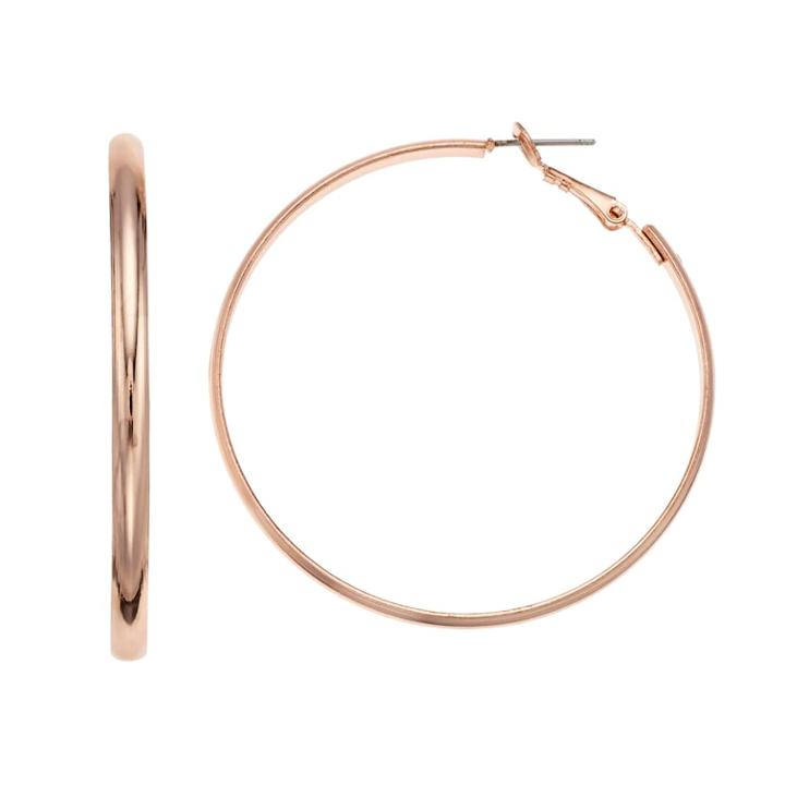 Rose Gold Tone Nickel Free Hoop Earrings, Women's, Light Pink