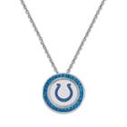Indianapolis Colts Team Logo Crystal Pendant Necklace - Made With Swarovski Crystals, Women's, Size: 18, Blue