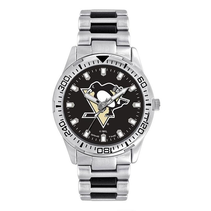 Men's Game Time Pittsburgh Penguins Heavy Hitter Watch, Silver