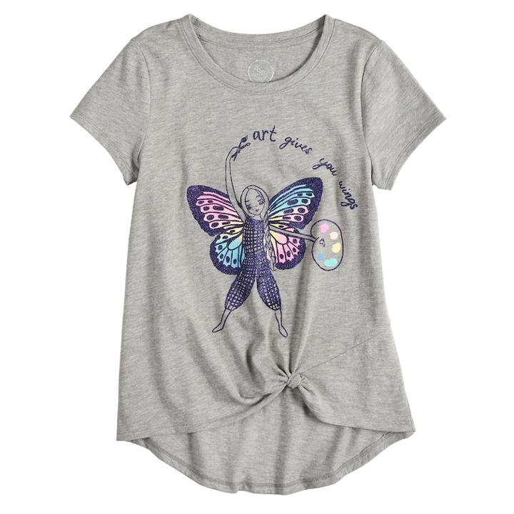 Plus Size Girls 7-16 So&reg; Knot Front Graphic Tee, Size: 20 1/2, Med Grey