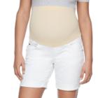 Maternity A:glow Belly Panel Bermuda Jean Shorts, Women's, Size: 12-mat, White