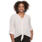 Juniors' Plus Size Candie's&reg; Tie-front Gauze Shirt, Teens, Size: 3xl, Light Pink
