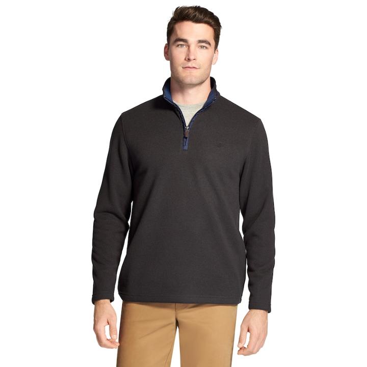 Men's Izod Classic-fit Fleece Quarter-zip Pullover, Size: Large, Grey (charcoal)