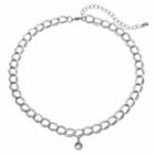 Apt. 9&reg; Oblong Link Dangling Bead Choker Necklace, Women's, Silver