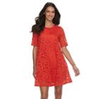 Women's Sharagano Lace Trapeze Dress, Size: 4, Red