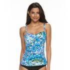 Women's Apt. 9&reg; Printed Twist Bandeaukini Top, Size: Small, Dark Green