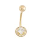 10k Gold Cubic Zirconia Halo Belly Ring, Women's