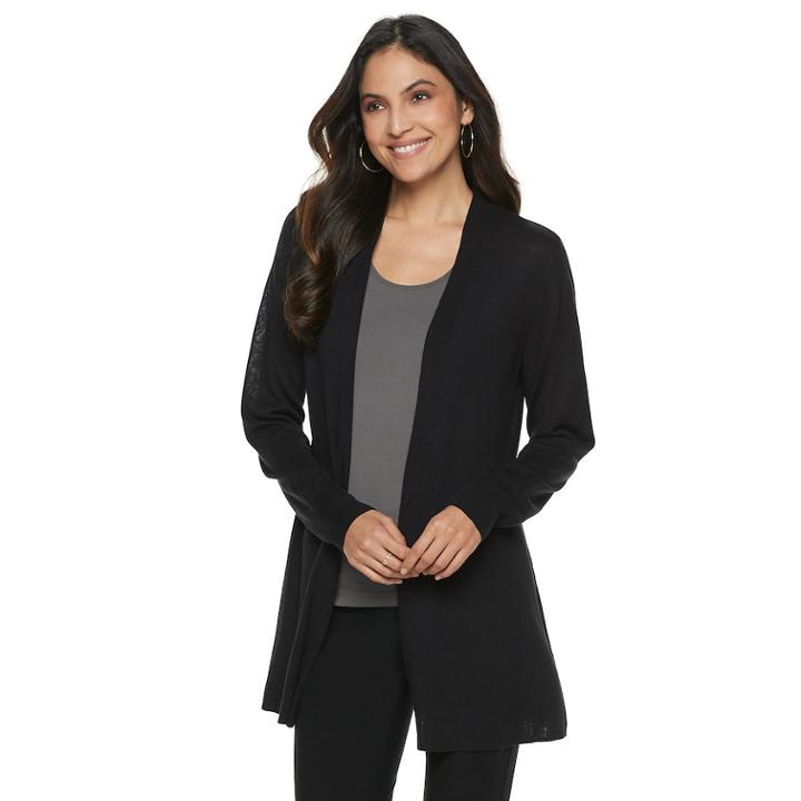 Women's Apt. 9&reg; Mixed-rib Cardigan, Size: Medium, Black