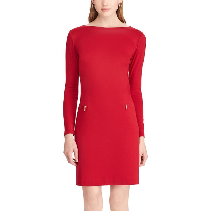 Women's Chaps Ponte Sheath Dress, Size: 14, Red