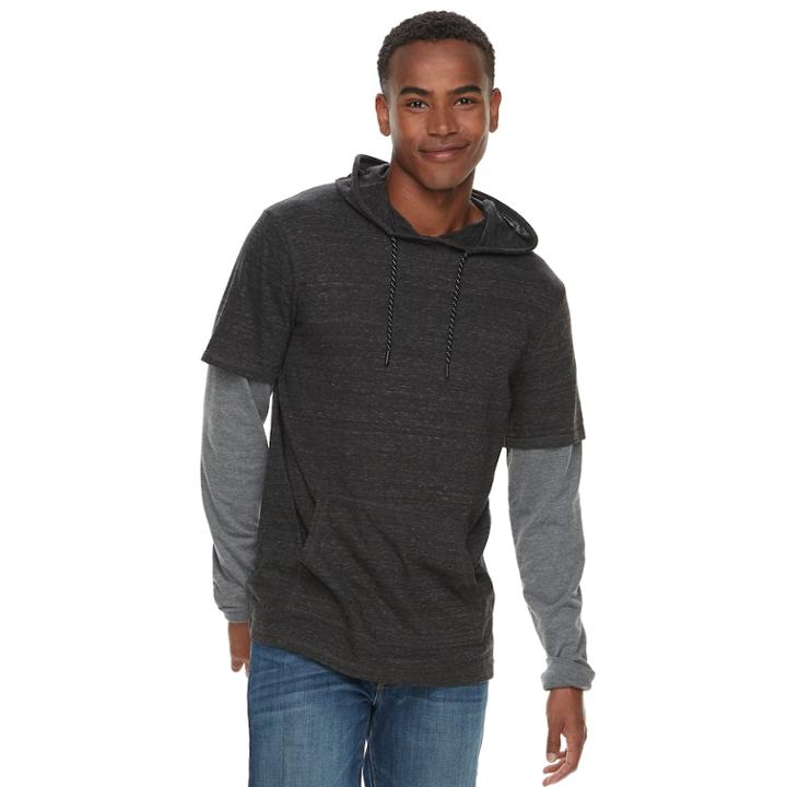 Men's Urban Pipeline&reg; Mock-layered Hoodie, Size: Medium, Black
