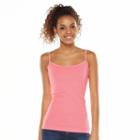 Juniors' So&reg; Scoopneck Satin-trim Cami Tank Top, Girl's, Size: Medium, Brt Pink