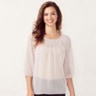 Women's Lc Lauren Conrad Printed Chiffon Peasant Top, Size: Medium, Red