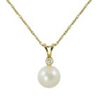 14k Gold Akoya Cultured Pearl And Diamond Accent Pendant, Women's, Size: 18, White