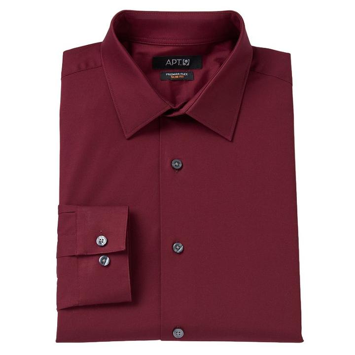 Men's Apt. 9&reg; Slim-fit Flex Collar Dress Shirt, Size: 17.5-32/33, Red