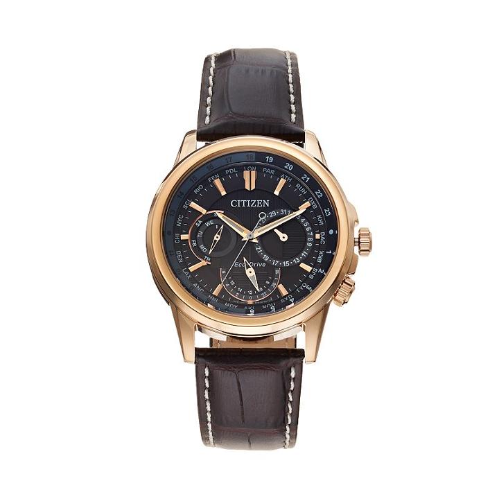 Citizen Eco-drive Men's Calendrier Leather World Time Watch - Bu2020-02a, Brown