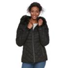Women's Zeroxposur Sabrina Faux-fur Trim Quilted Jacket, Size: Xl, Grey (charcoal)