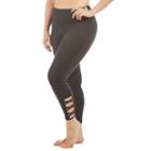 Plus Size Balance Collection Lexi Crisscross-hem Leggings, Women's, Size: 3xl, Black