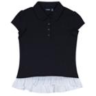 Girls 4-16 Chaps School Uniform Ruffled Polo, Size: 16, Blue (navy)