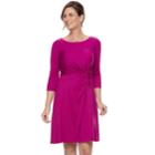Women's Dana Buchman Printed Knot-front Dress, Size: Small, Dark Pink