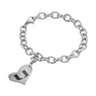Fiora Stainless Steel Miami Hurricanes Heart Charm Bracelet, Women's, Size: 8, Grey