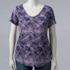 Plus Size Simply Vera Vera Wang Printed V-neck Tee, Women's, Size: 1xl, Med Purple