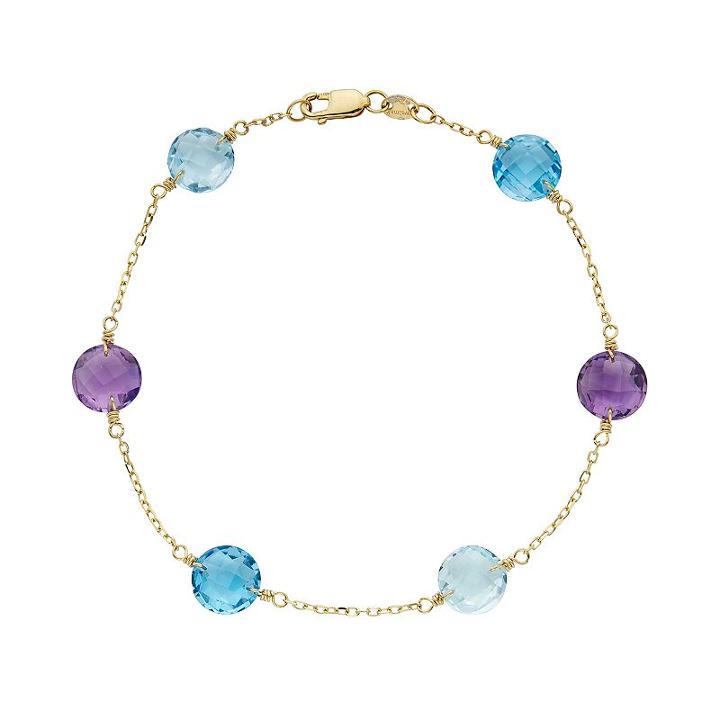 Gemstone 14k Gold Station Bracelet, Women's, Size: 7.5, Multicolor